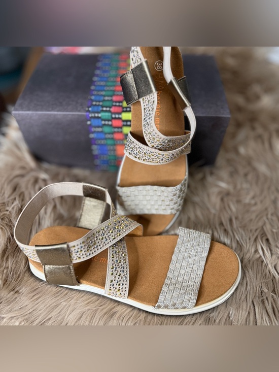 bernie mev. Shoes - bernie mev. Blanche Metallic Embellished Women's Strappy Sandals, sz 38 or 7